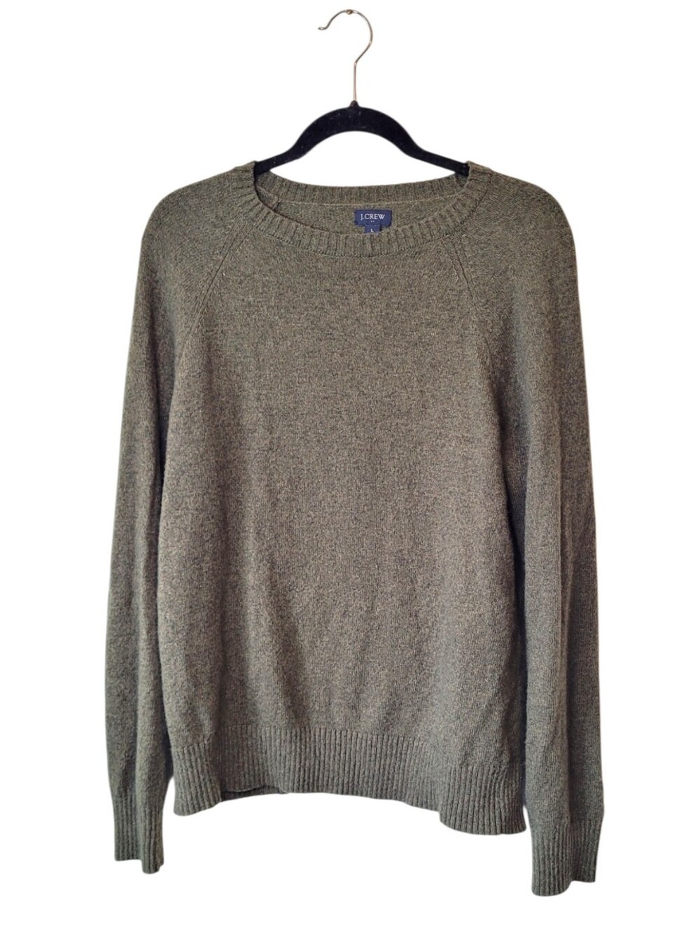 J. Crew Men's Olive Green Wool Blend Crewneck Sweater Size L - Picture 1 of 6